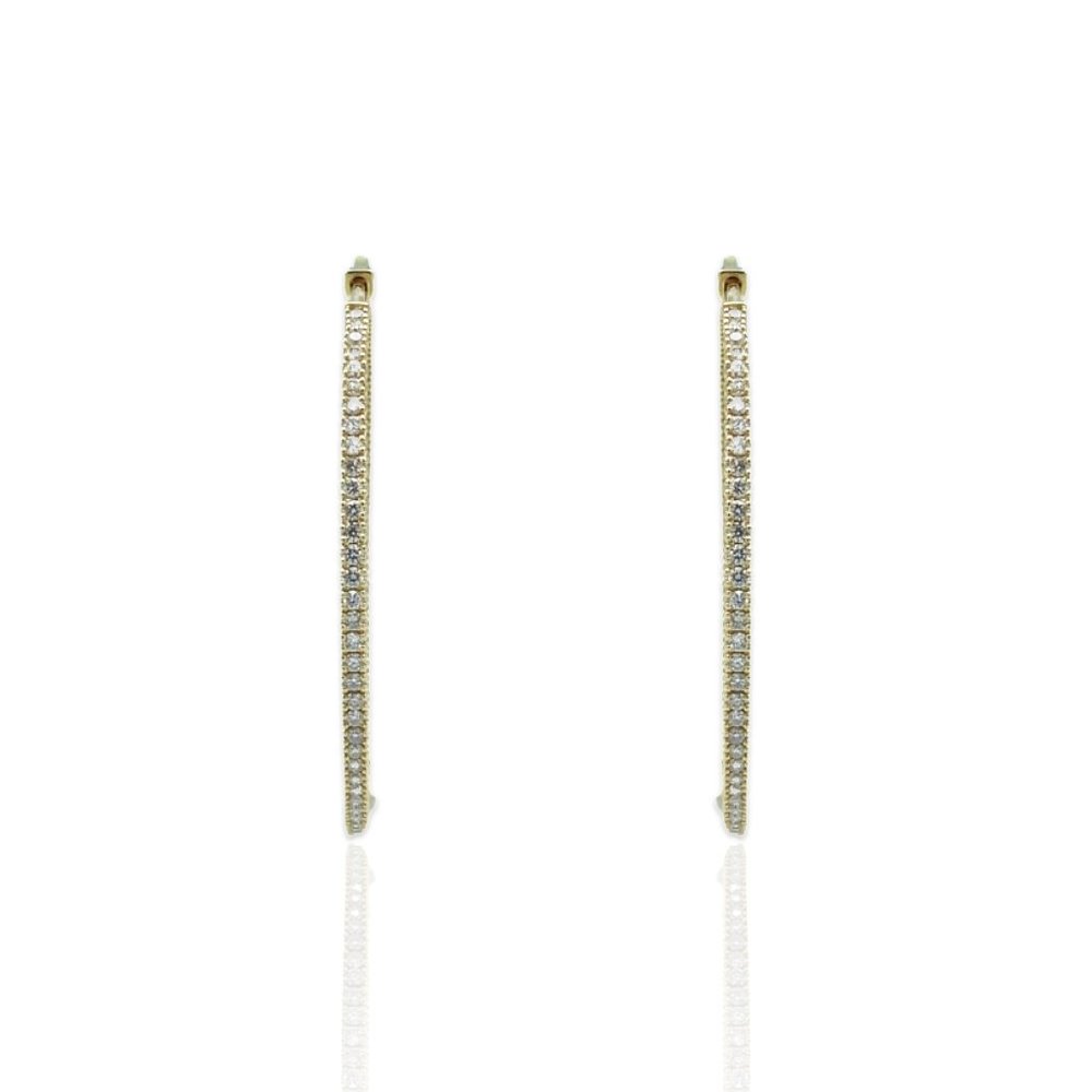 Estate 18K Yellow Gold Diamond Hoop Earrings